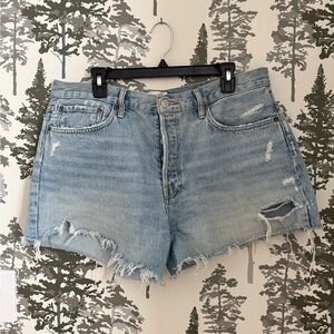 Agolde Light Blue Distressed Jean Shorts